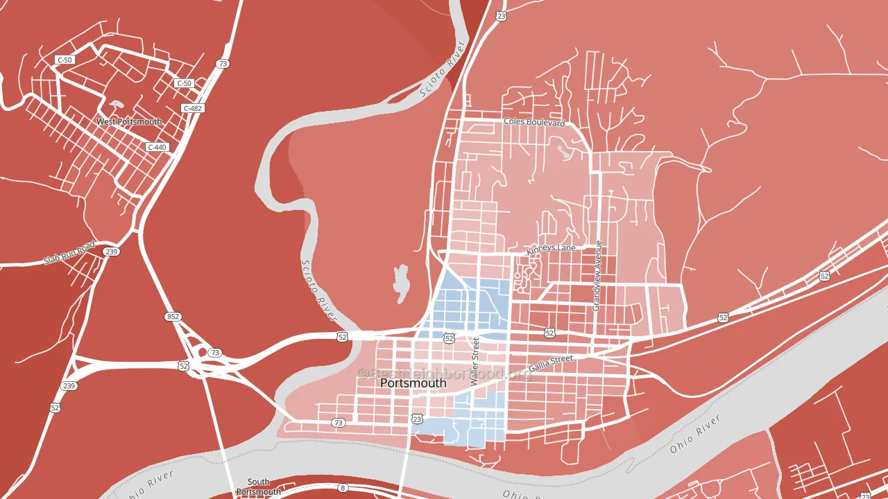 1st Ward, Portsmouth, OH block-group political-lean map