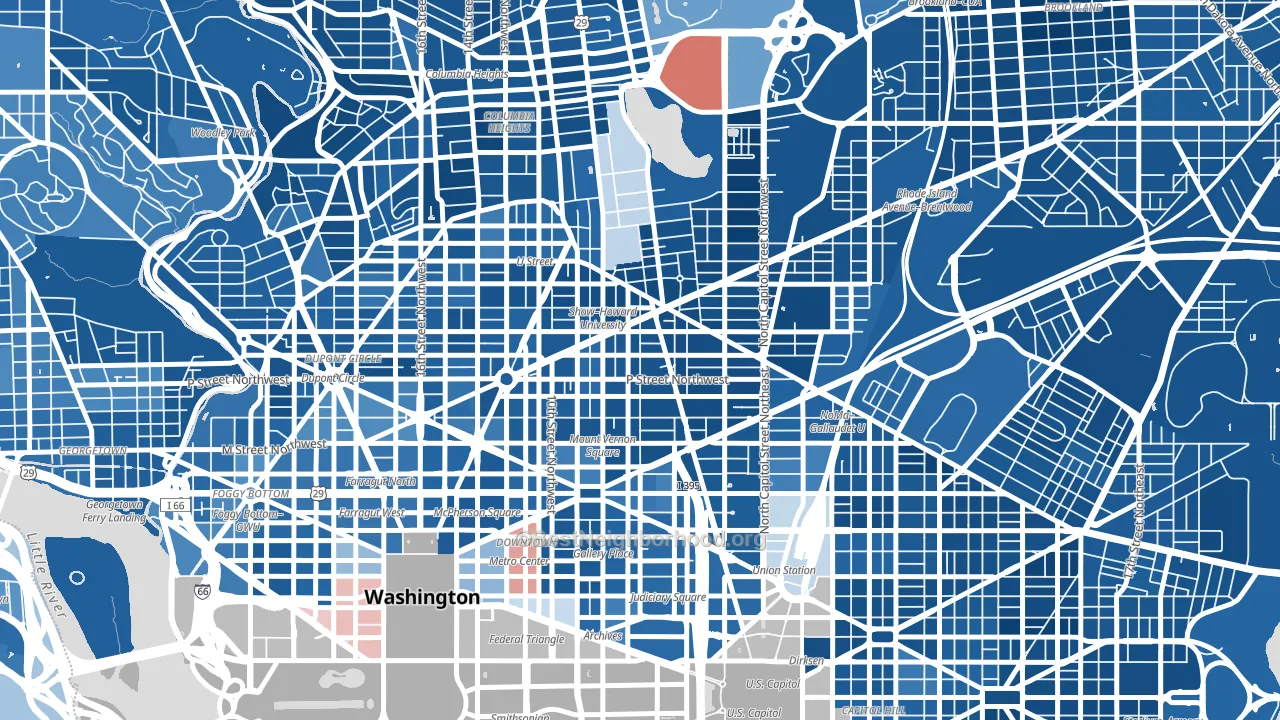 20001, DC block-group political-lean map