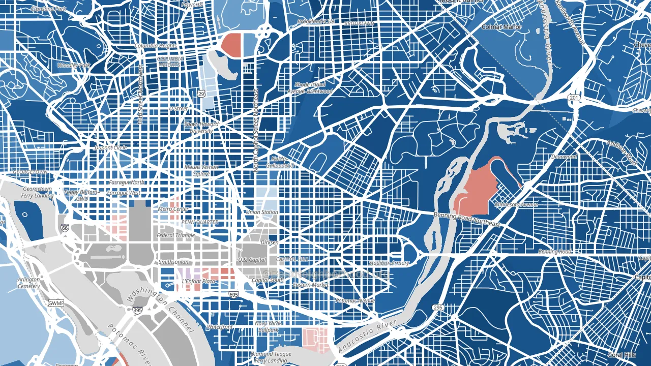 20002, DC block-group political-lean map