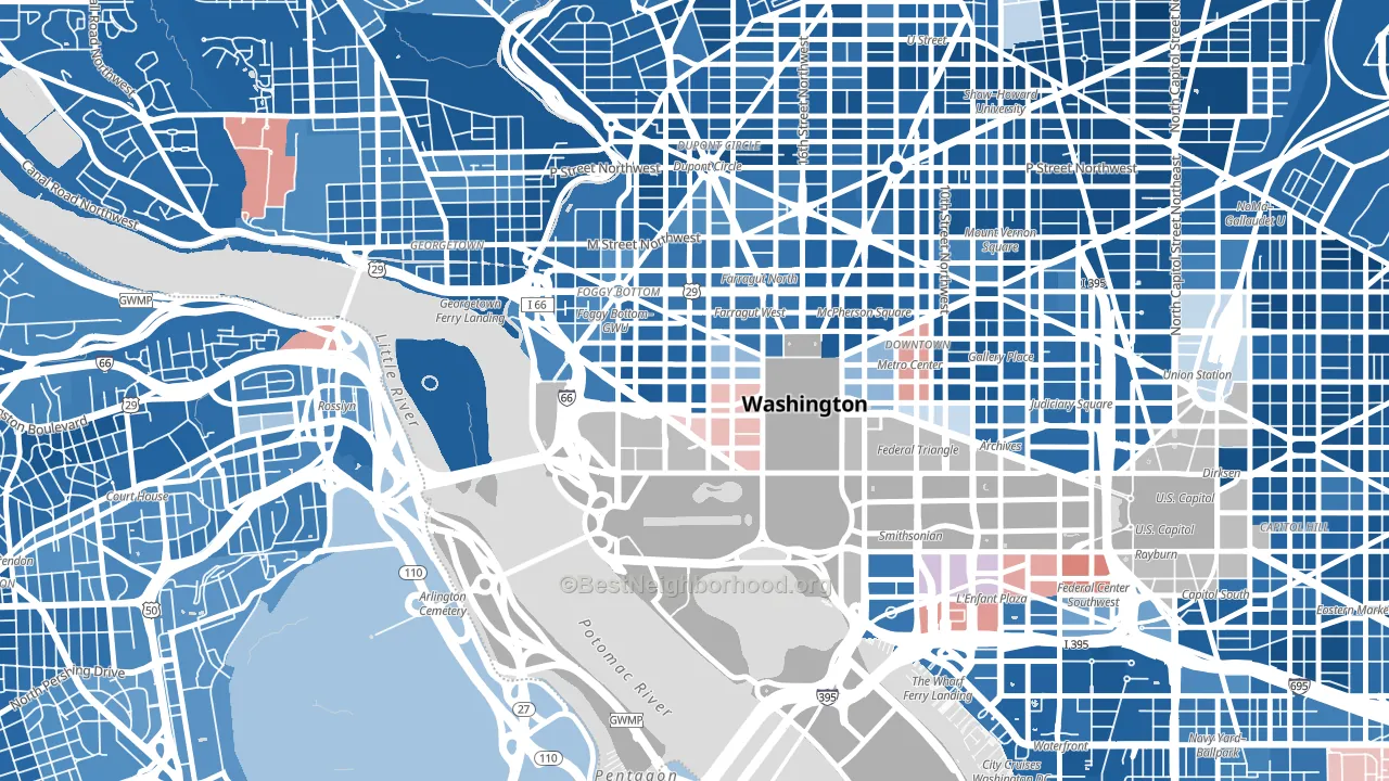 20006, DC block-group political-lean map