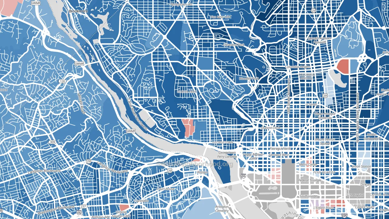 20007, DC block-group political-lean map