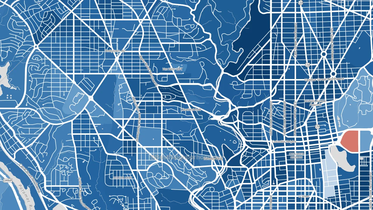 20008, DC block-group political-lean map