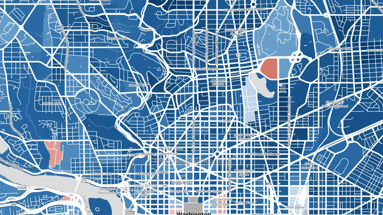 20009, DC block-group political-lean map