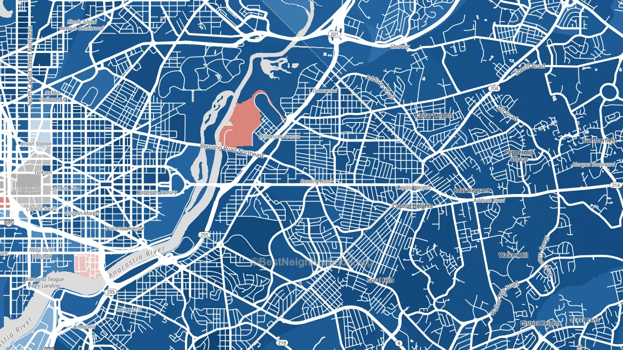 20019, DC block-group political-lean map