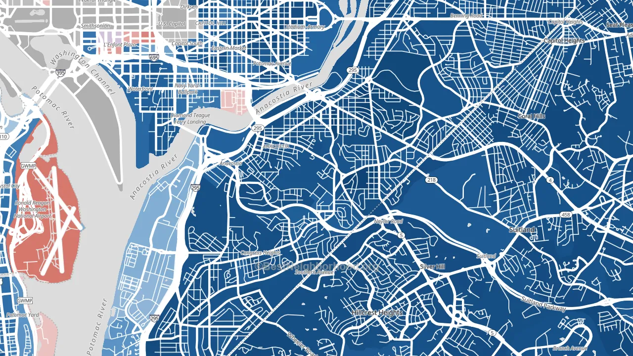 20020, DC block-group political-lean map