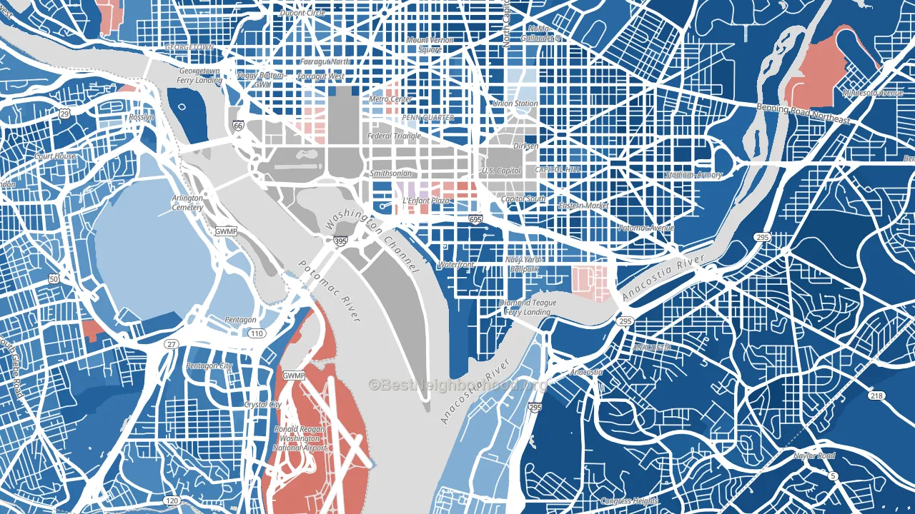 20024, DC block-group political-lean map