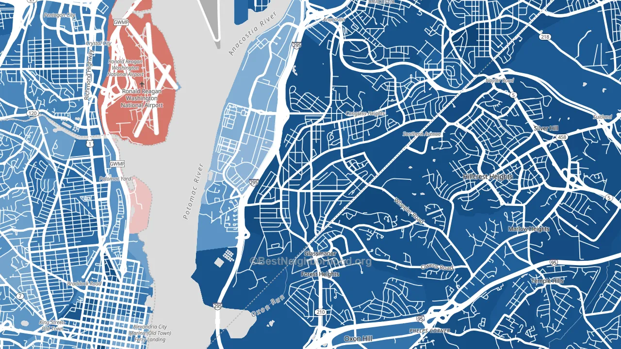 20032, DC block-group political-lean map