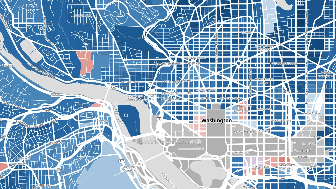 20037, DC block-group political-lean map