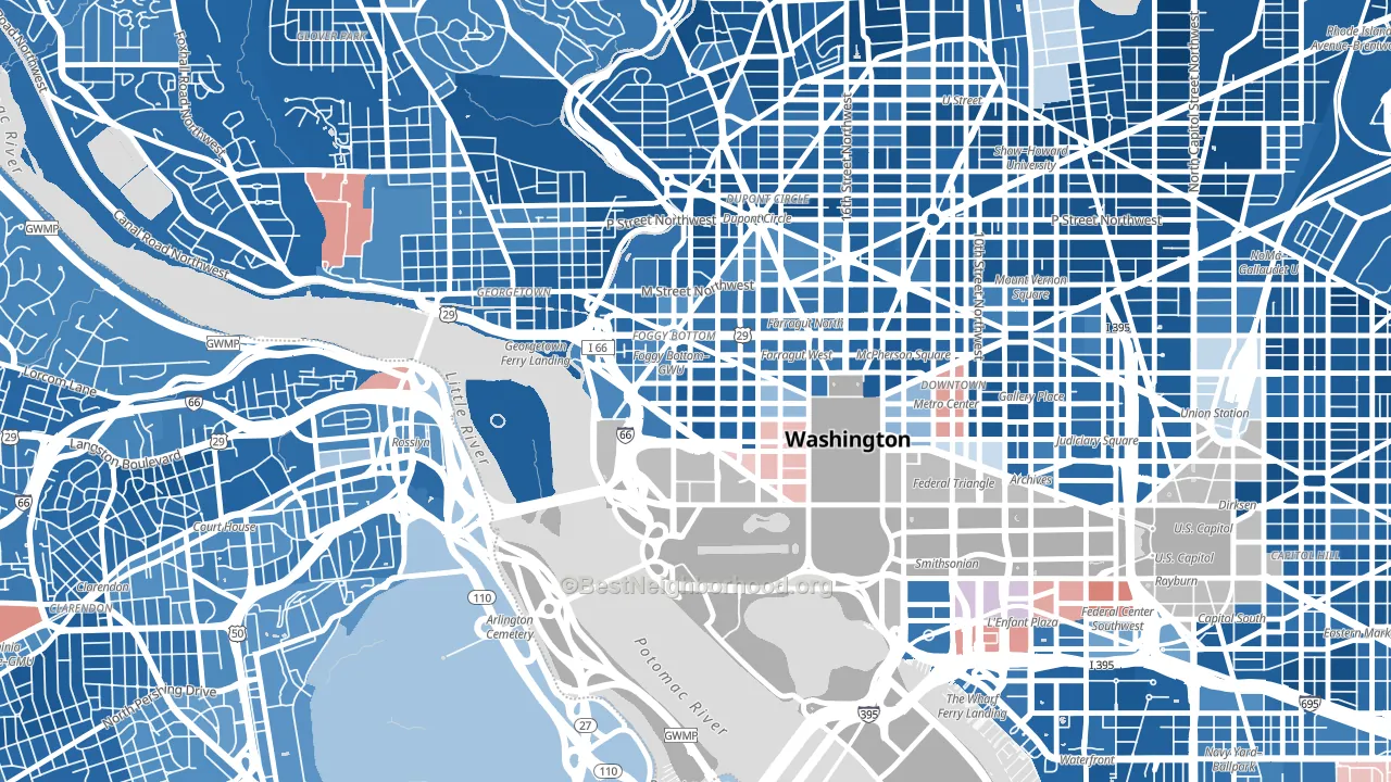 20052, DC block-group political-lean map