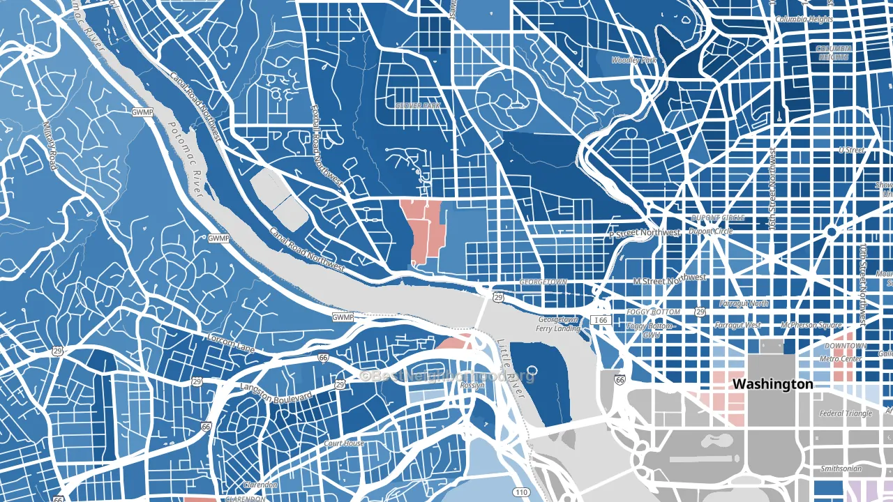 20057, DC block-group political-lean map