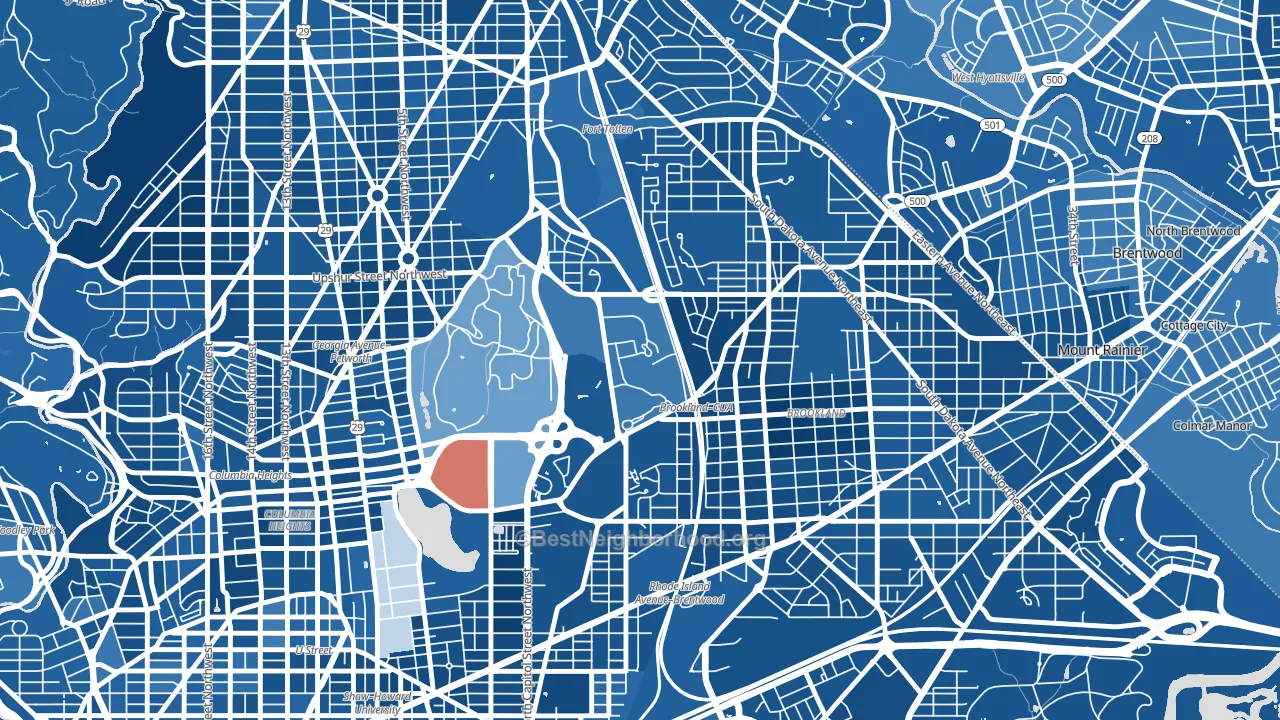 20064, DC block-group political-lean map