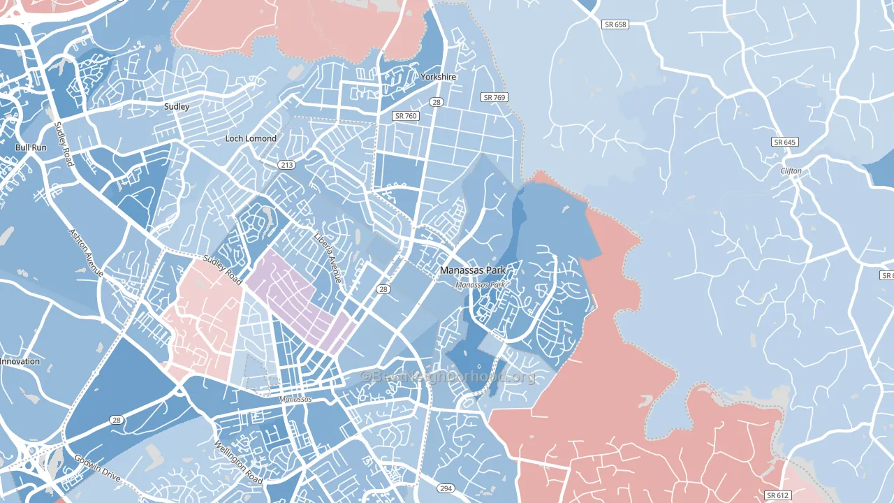 20111, VA block-group political-lean map