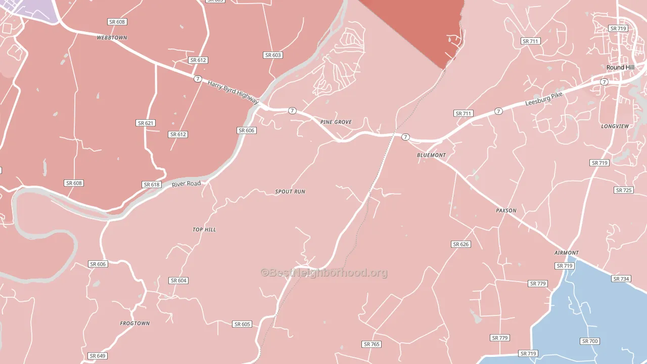 20135, VA block-group political-lean map