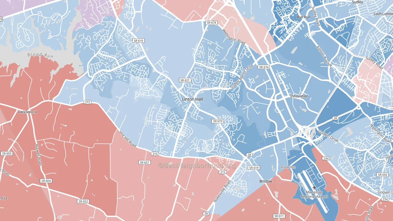 20136, VA block-group political-lean map