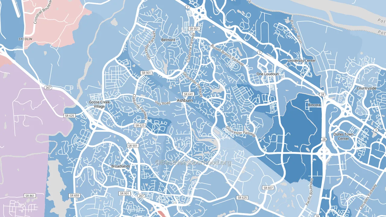 20147, VA block-group political-lean map