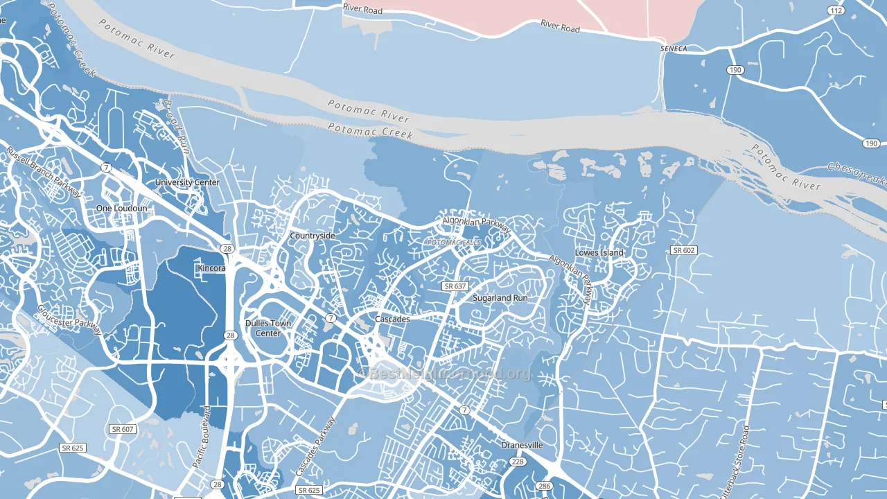 20165, VA block-group political-lean map