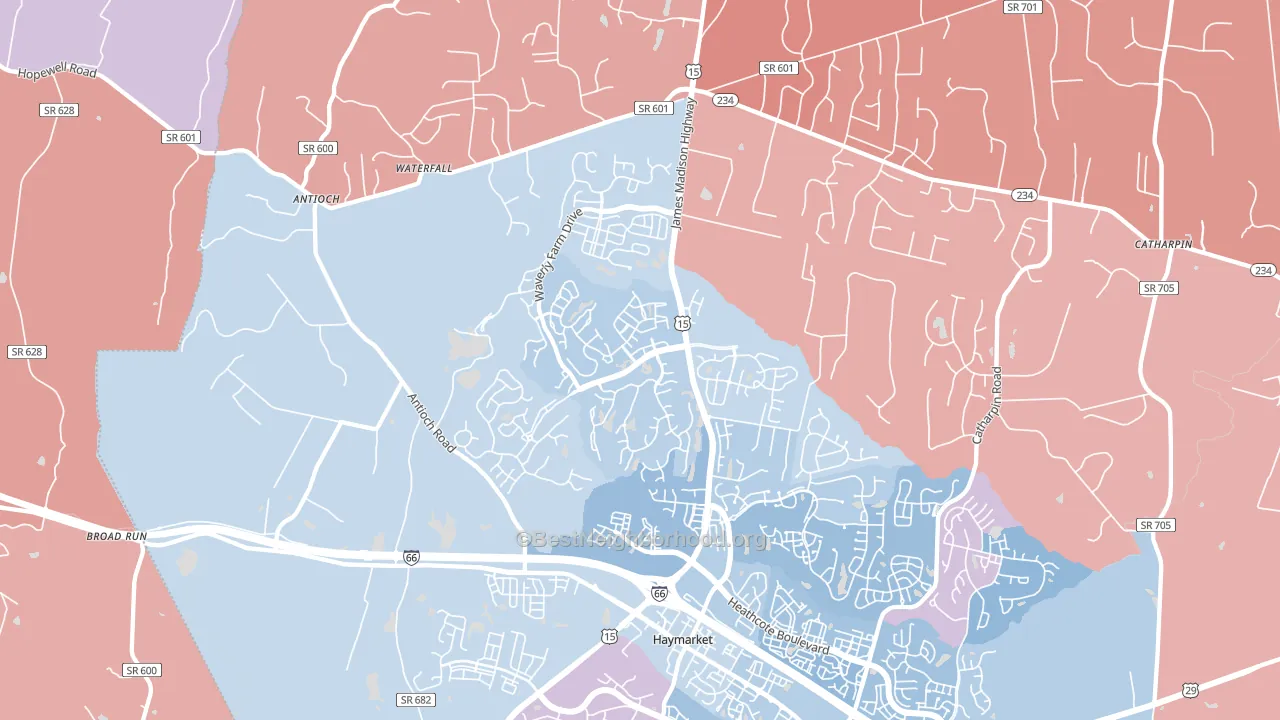 20169, VA block-group political-lean map