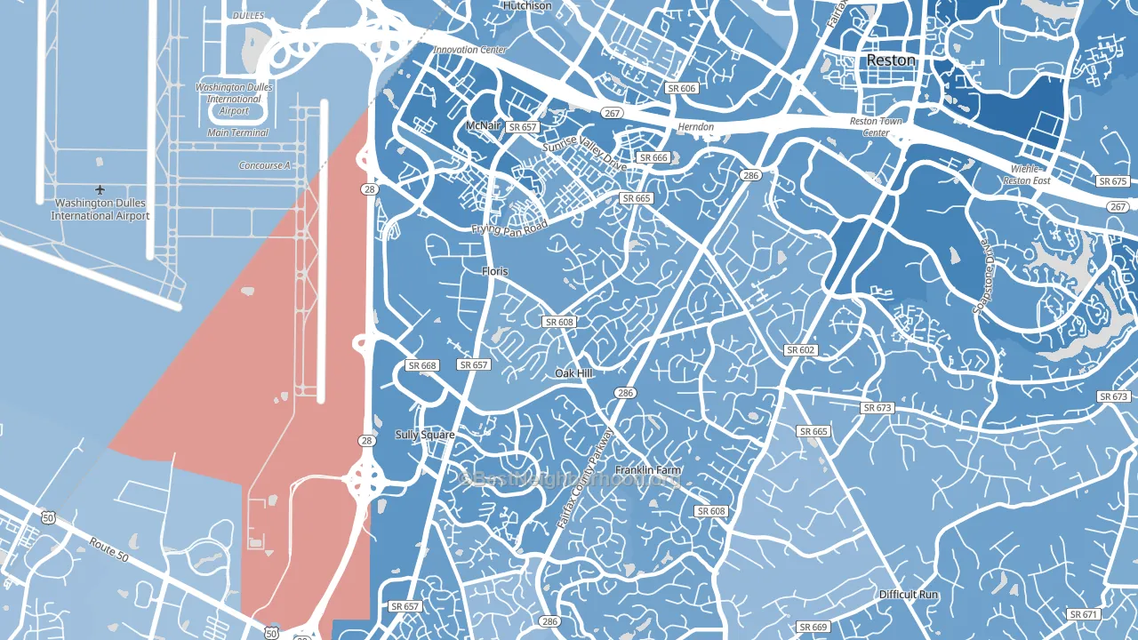 20171, VA block-group political-lean map