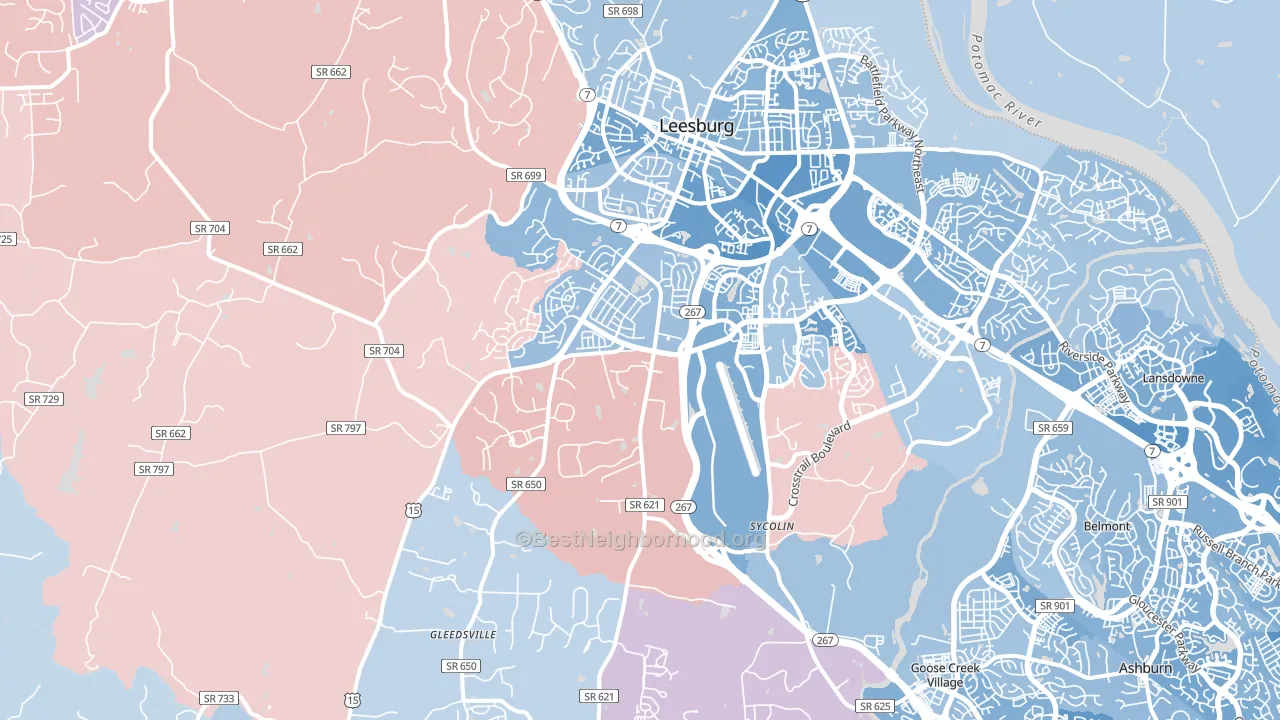 20175, VA block-group political-lean map