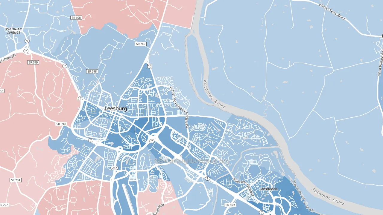 20176, VA block-group political-lean map