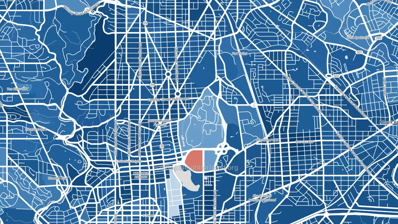 20317, DC block-group political-lean map