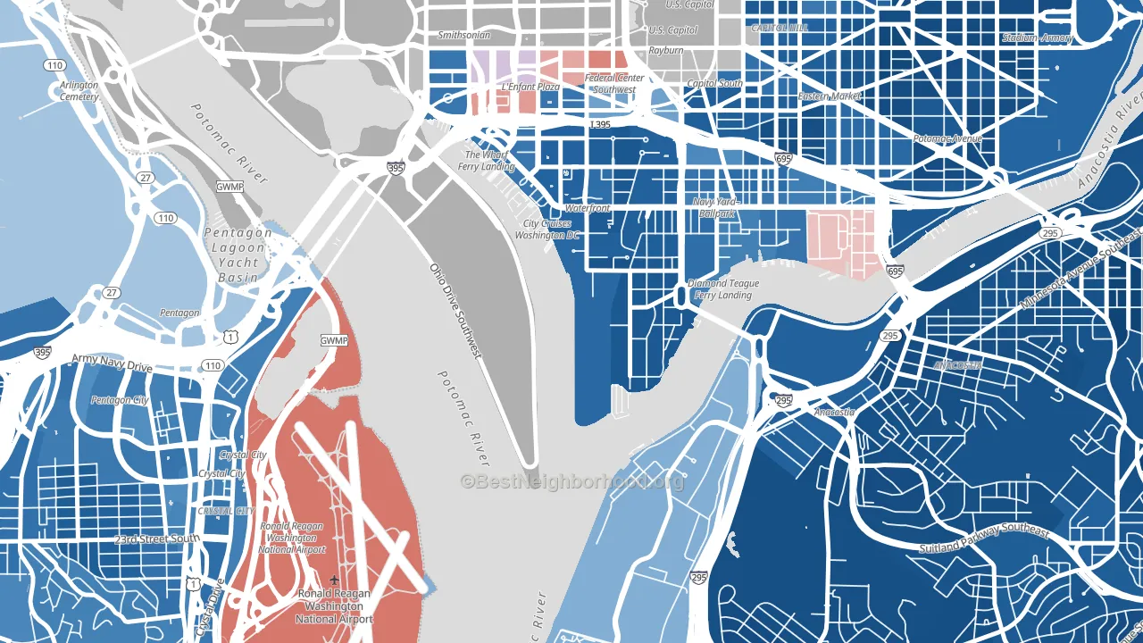 20319, DC block-group political-lean map