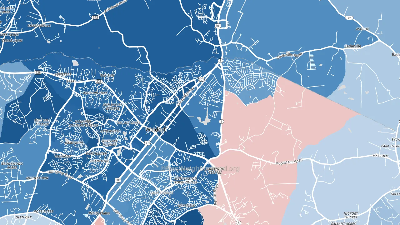 20601, MD block-group political-lean map