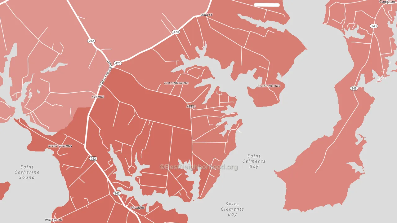20606, MD block-group political-lean map