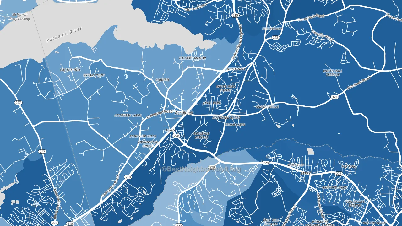 20607, MD block-group political-lean map