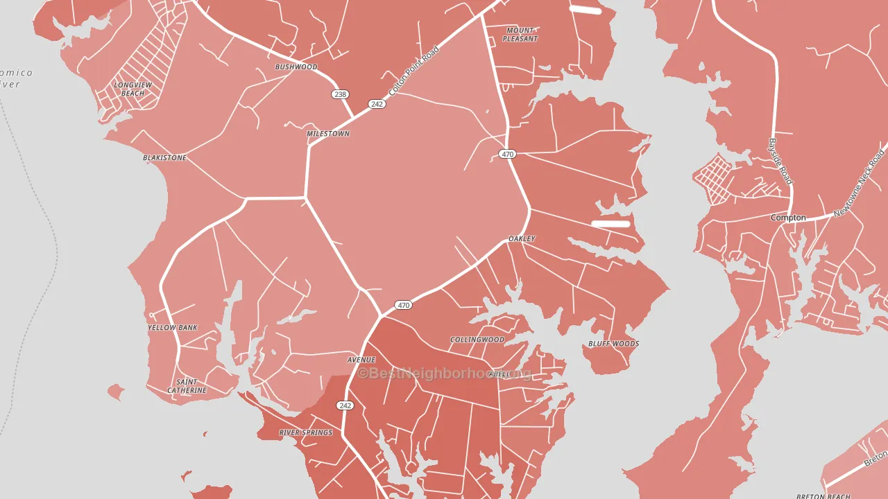 20609, MD block-group political-lean map