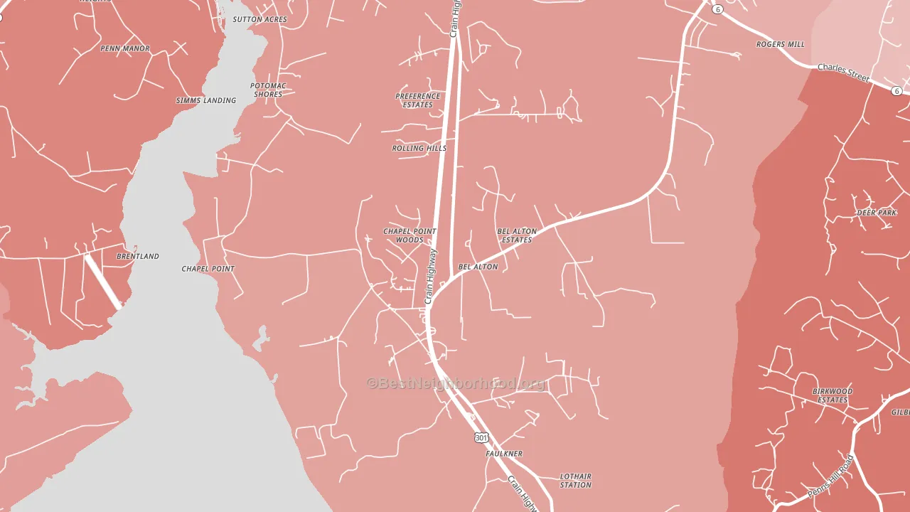 20611, MD block-group political-lean map