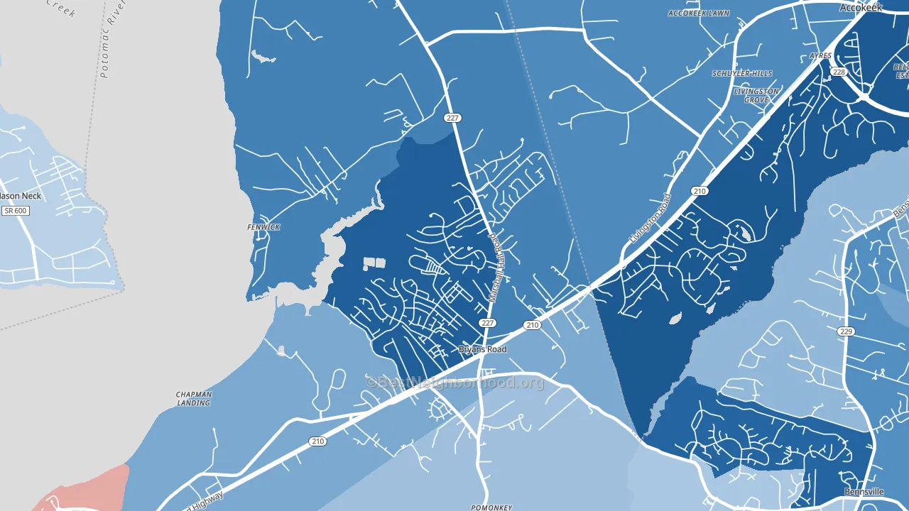 20616, MD block-group political-lean map