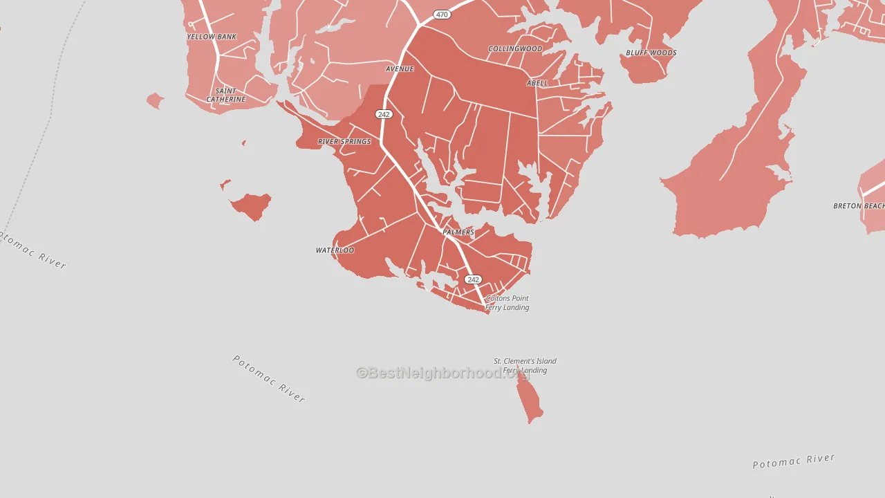 20626, MD block-group political-lean map