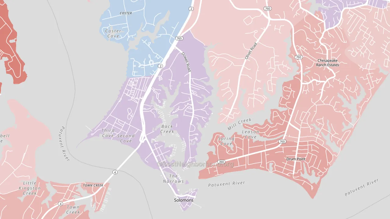 20629, MD block-group political-lean map