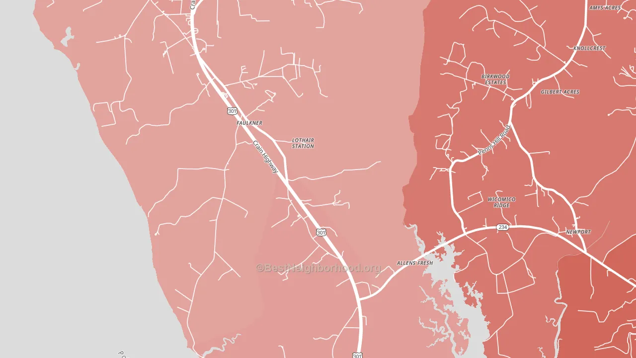 20632, MD block-group political-lean map