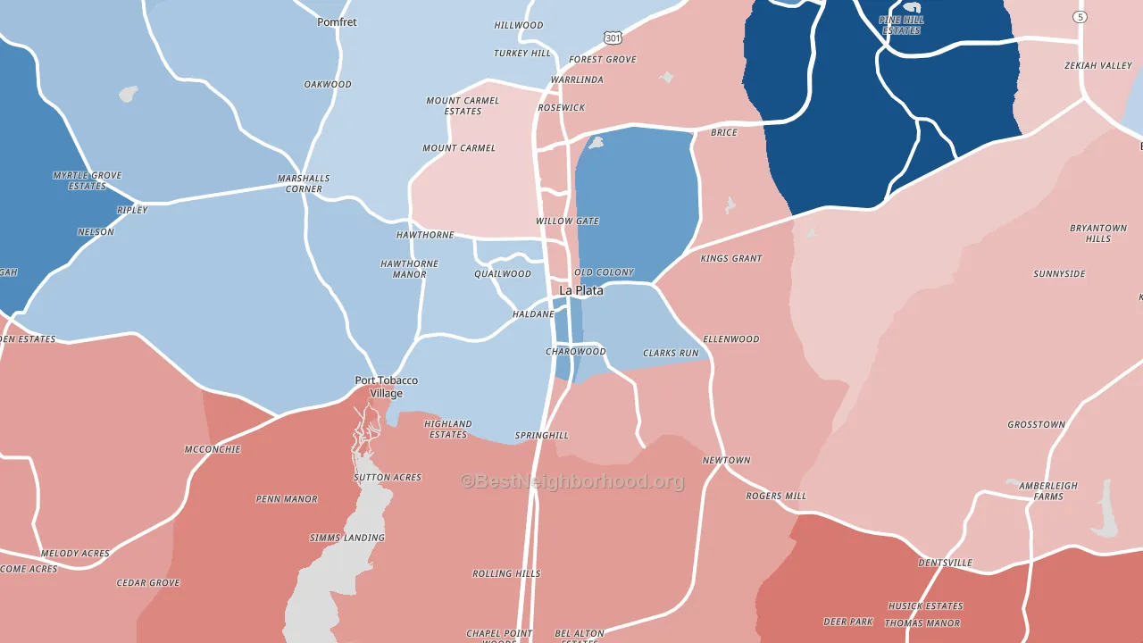 20646, MD block-group political-lean map