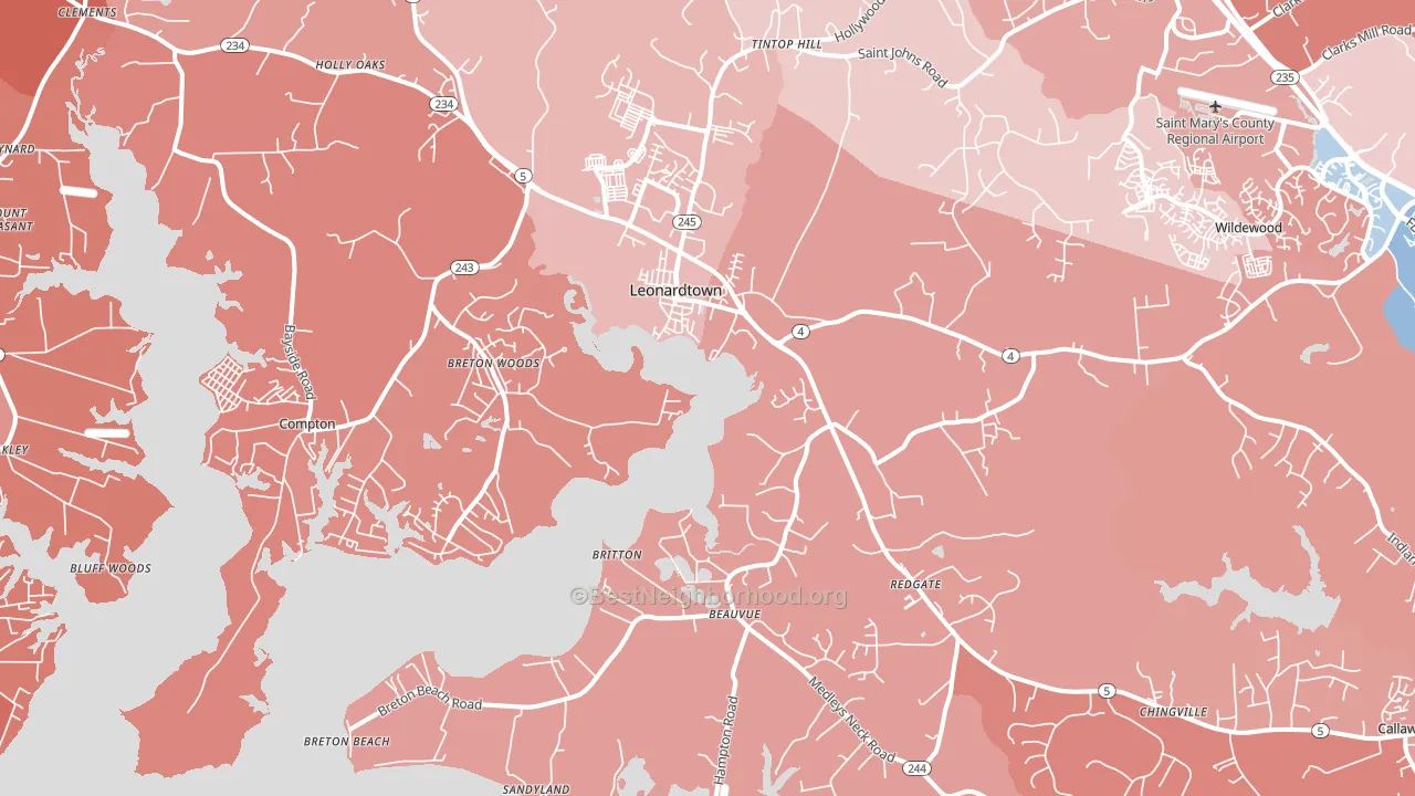 20650, MD block-group political-lean map