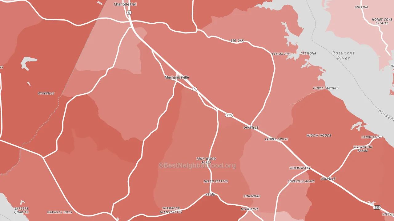 20659, MD block-group political-lean map