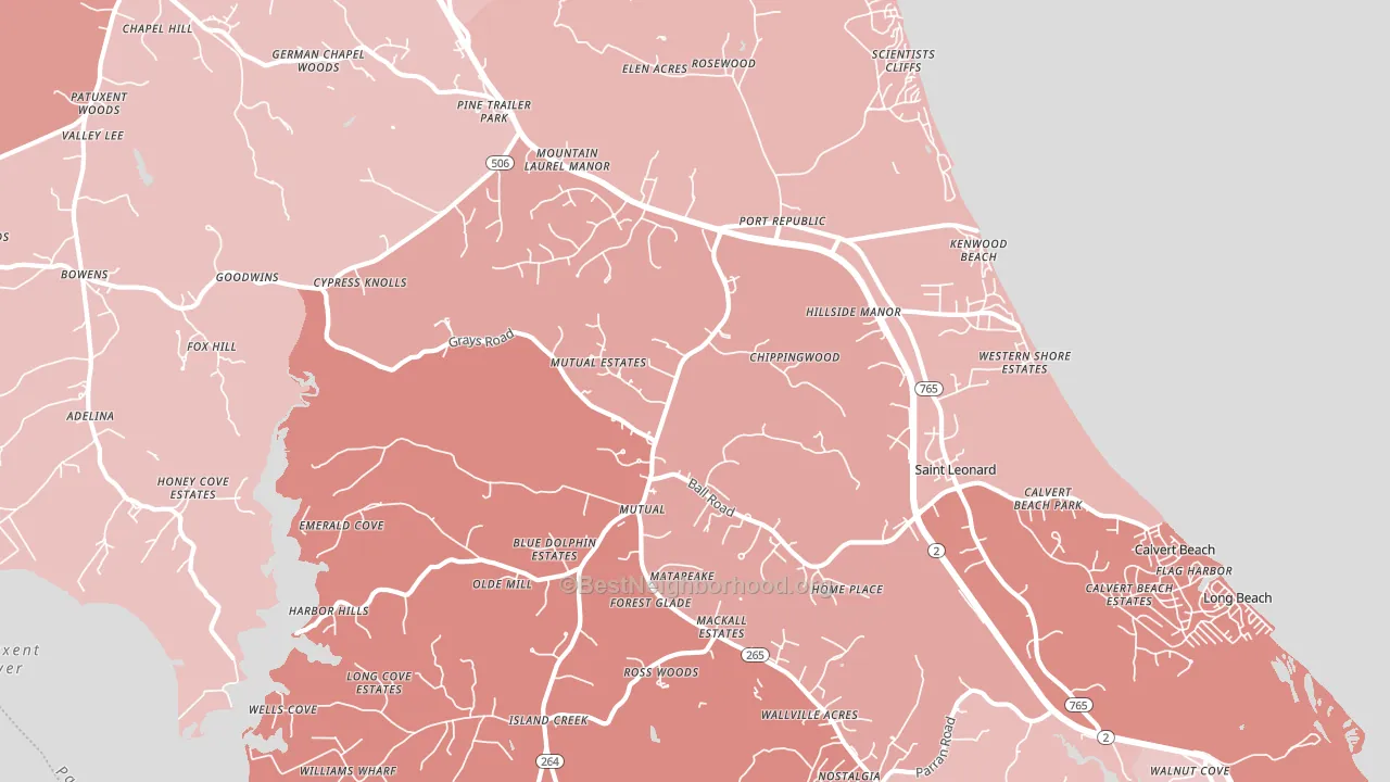 20676, MD block-group political-lean map