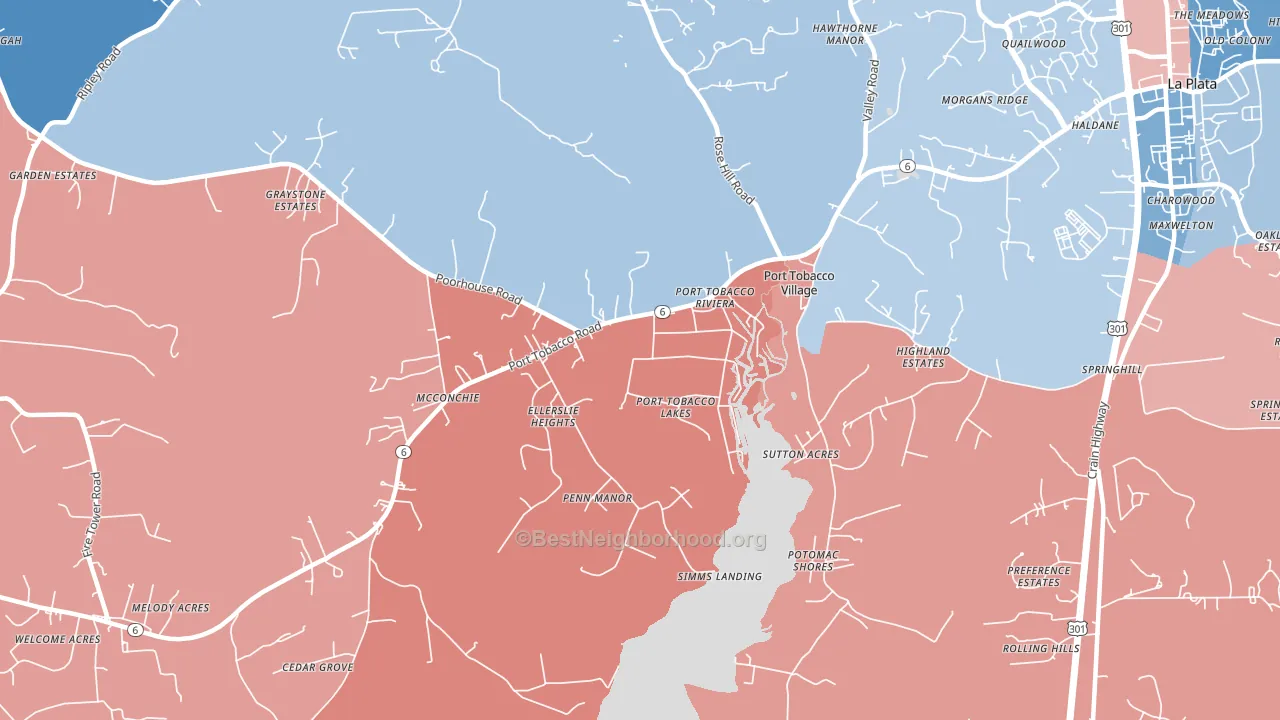 20677, MD block-group political-lean map
