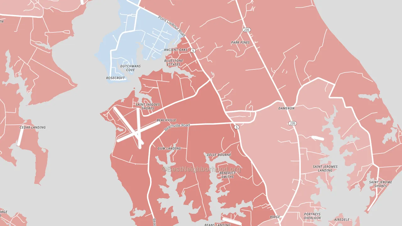 20684, MD block-group political-lean map