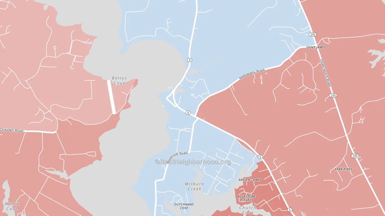 20686, MD block-group political-lean map