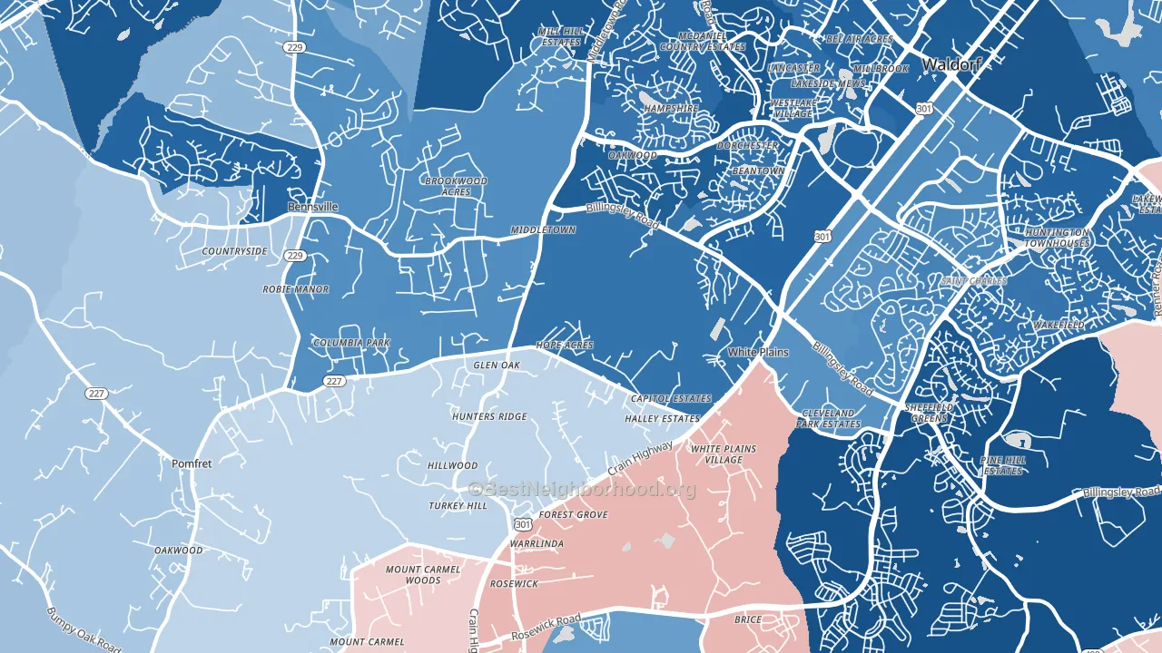 20695, MD block-group political-lean map