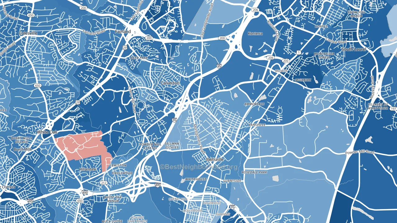 20705, MD block-group political-lean map