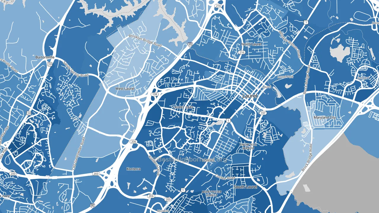 20707, MD block-group political-lean map