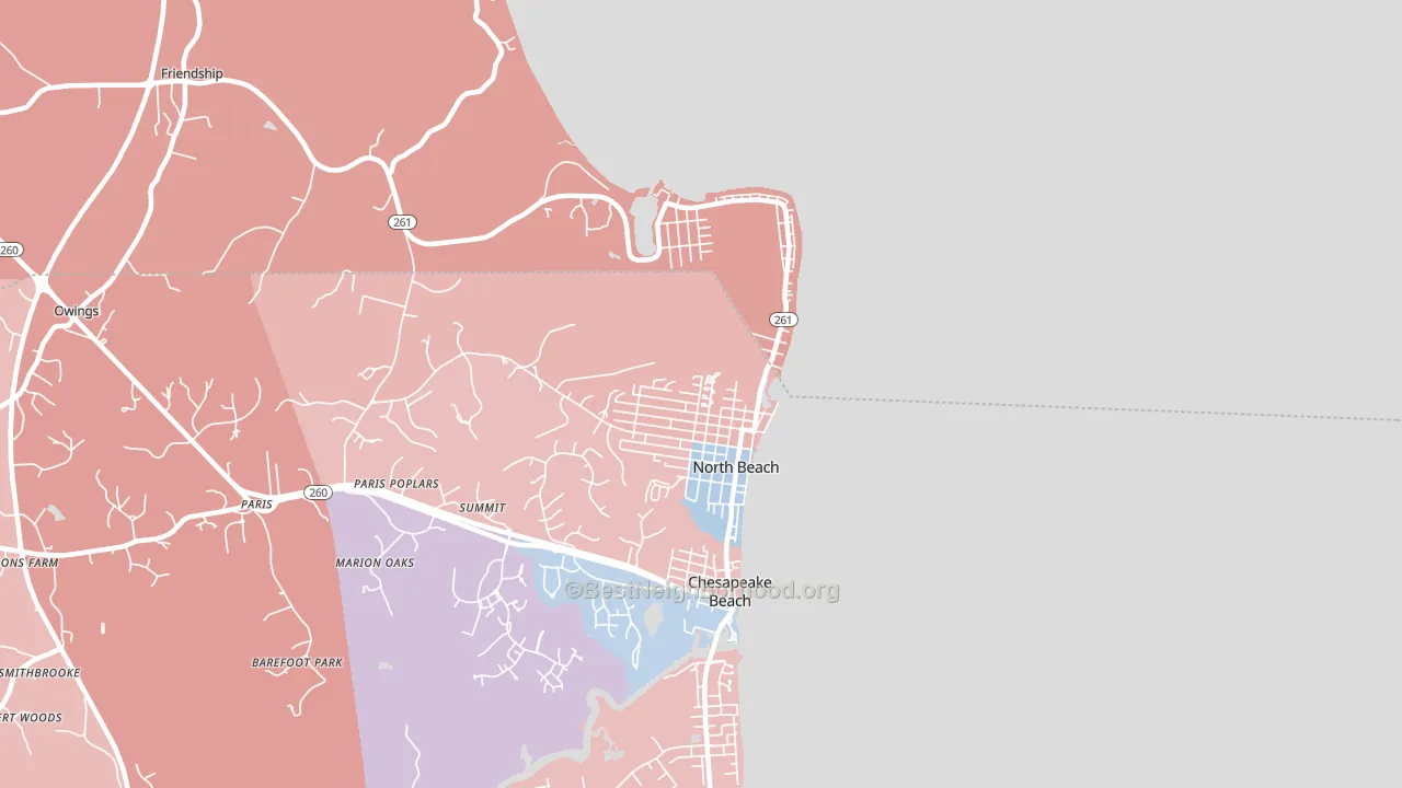 20714, MD block-group political-lean map