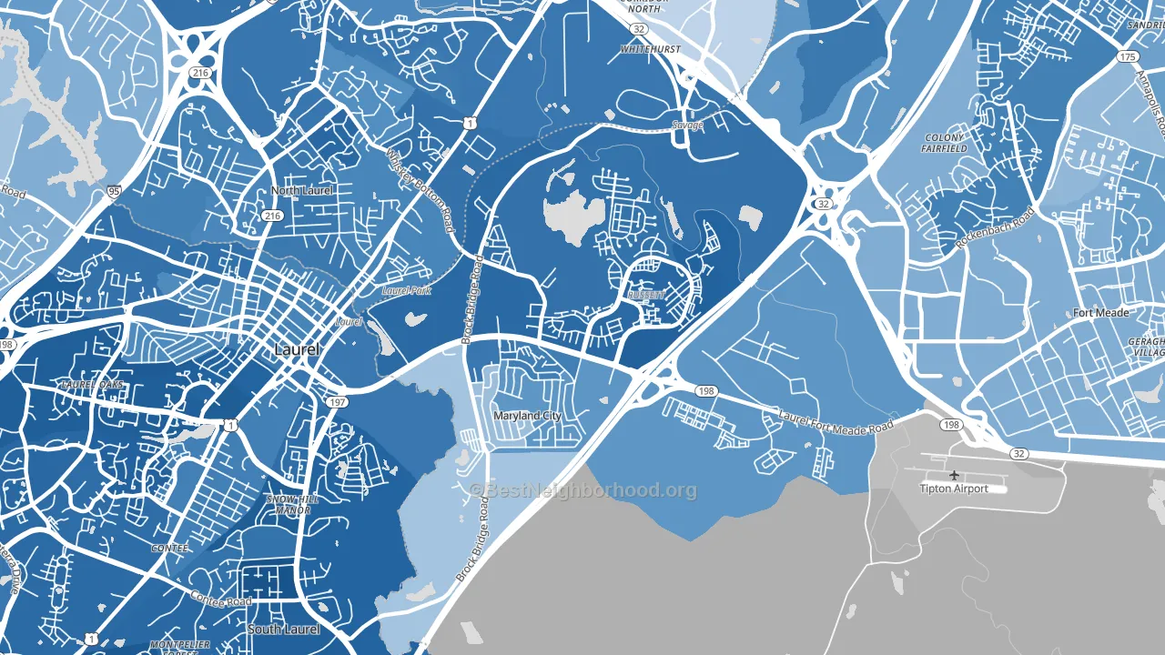 20724, MD block-group political-lean map