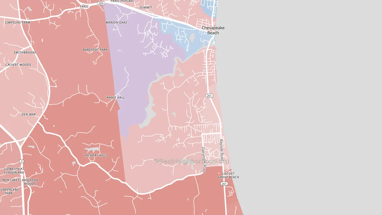20732, MD block-group political-lean map