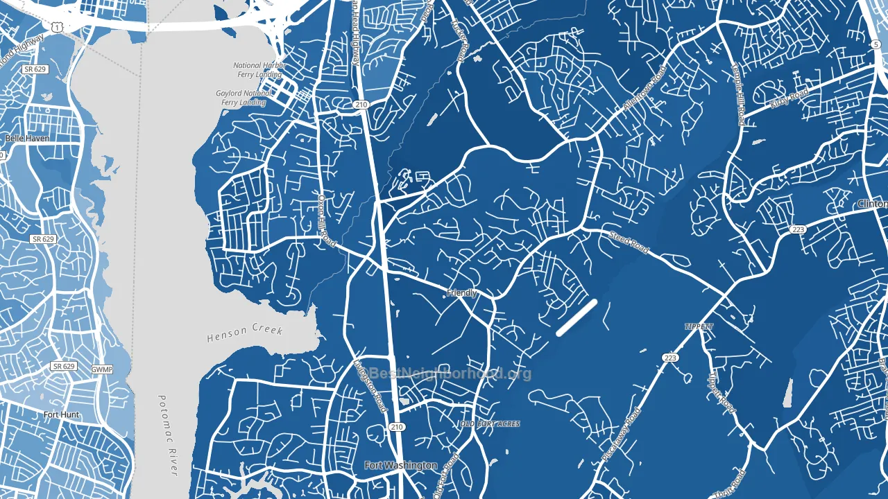 20744, MD block-group political-lean map