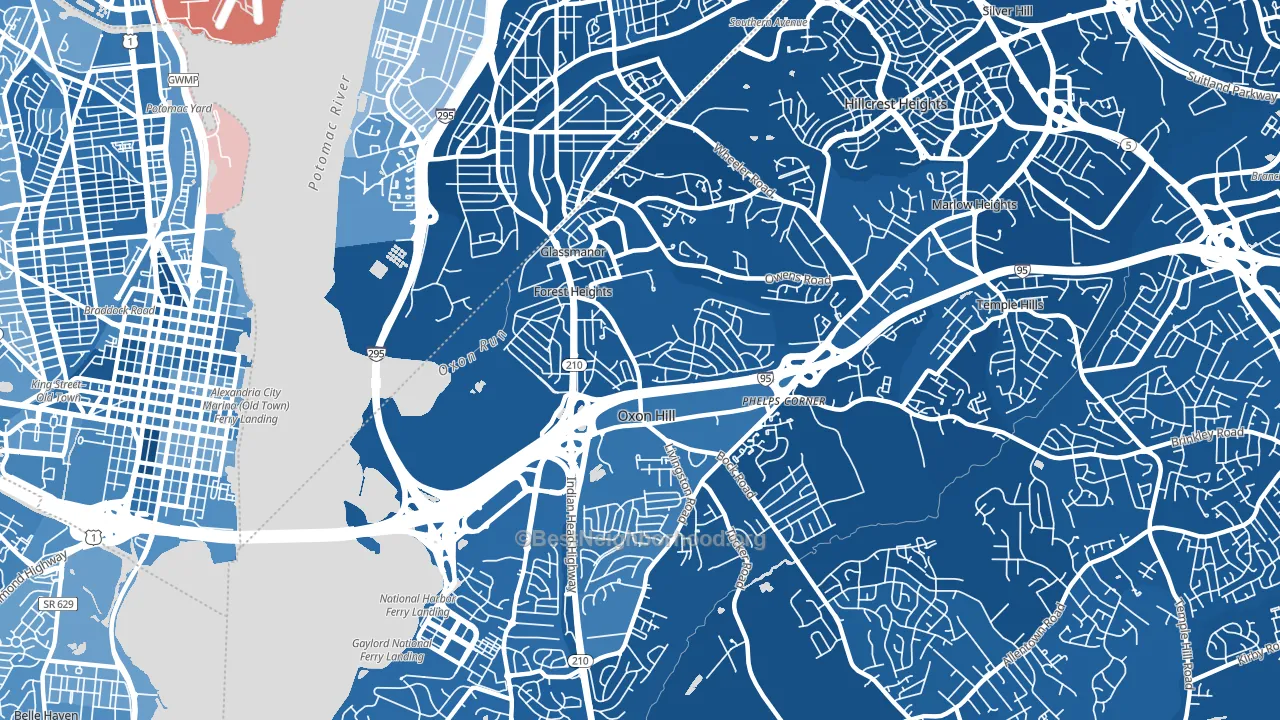 20745, MD block-group political-lean map